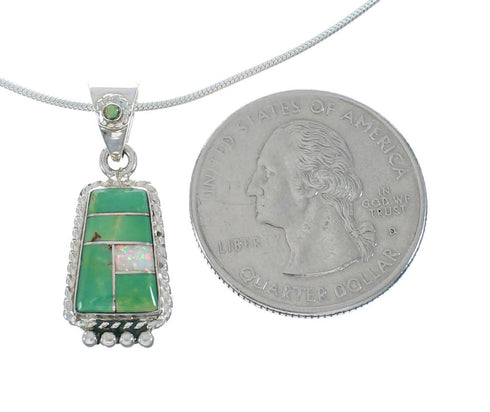 Sterling Silver Turquoise And Opal Inlay Italian Snake Chain Necklace Set AX128968